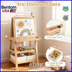 Kids Art Easel, 3 in 1 Double-Sided Painting Easel WithMagnetic Whiteboard, Chalkb