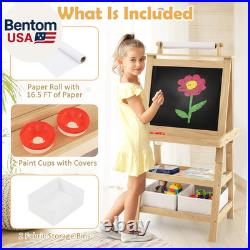 Kids Art Easel, 3 in 1 Double-Sided Painting Easel WithMagnetic Whiteboard, Chalkb