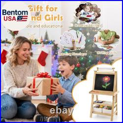 Kids Art Easel, 3 in 1 Double-Sided Painting Easel WithMagnetic Whiteboard, Chalkb