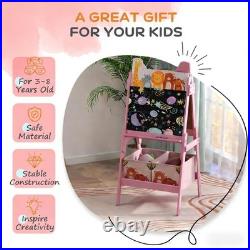 Kids Art Easel, Doubel-Sided standing Easel, pink