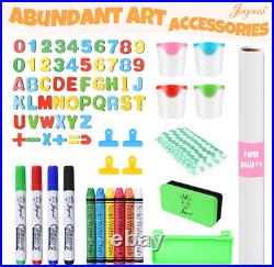 Kids Wooden Art Easel with Paper Roll & Double Sided Dry Erase Board