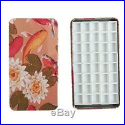 Koi night Empty watercolor palette paint tin box with 40 half pans