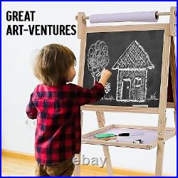 Kraftic Deluxe Standing Art Easel for Kids Toddler Drawing Chalkboard, Magn