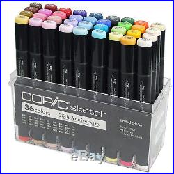 LIMITED EDITION COPIC 25th ANNIVERSARY SKETCH SET 36 PENS MARKERS + Storage Box