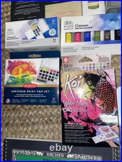 LOT of 296 Daniel Smith, Arteza, Winsor & Newton Watercolor Paints & Paper NEW