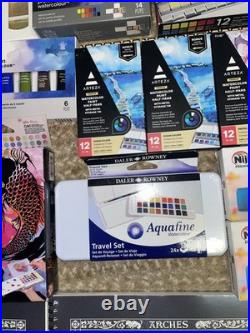 LOT of 296 Daniel Smith, Arteza, Winsor & Newton Watercolor Paints & Paper NEW