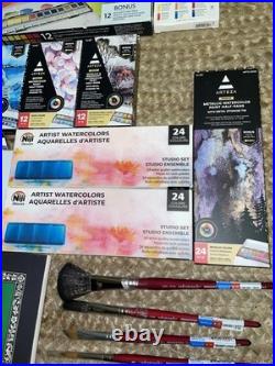 LOT of 296 Daniel Smith, Arteza, Winsor & Newton Watercolor Paints & Paper NEW
