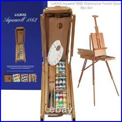 LUKAS Aquarell 1862 Watercolor French Easel Box Set 18 37ml Tubes with Palette