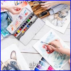 L'Aquarelle French Watercolor Paint, Metal Set of 18 Half Pans