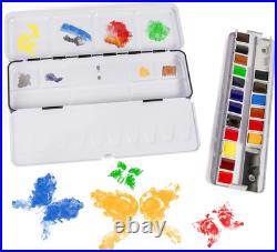L'Aquarelle French Watercolor Paint, Metal Set of 18 Half Pans