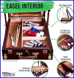 Large Adjustable Wooden Easel French Style Studio Sketchbox Tripod