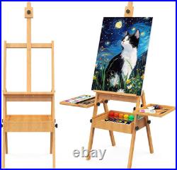 Large Beech Wood H-Frame Easel, Painting Easel for Adults with Storage Box and P