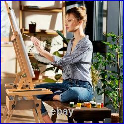 Large Beech Wood H-Frame Easel, Painting Easel for Adults with Storage Box and P Large Beech Wood H-Frame Easel, Painting Easel for Adults with Storage Box and P