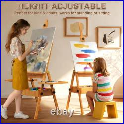 Large Beech Wood H-Frame Easel, Painting Easel for Adults with Storage Box and P Large Beech Wood H-Frame Easel, Painting Easel for Adults with Storage Box and P