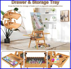 Large Beech Wood H-Frame Easel, Painting Easel for Adults with Storage Box and P