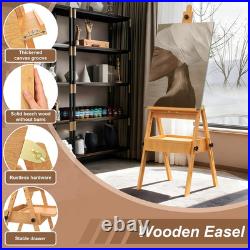 Large Beech Wood H-Frame Easel, Painting Easel for Adults with Storage Box and P Large Beech Wood H-Frame Easel, Painting Easel for Adults with Storage Box and P