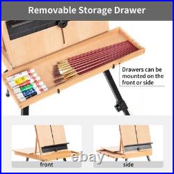 Large French Style Easel Portable Field and Studio Sketchbox, Plein Air Adj