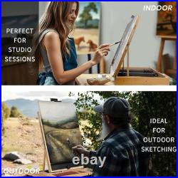 Large French Style Easel Portable Field and Studio Sketchbox, Plein Air Adj