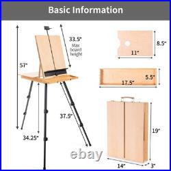 Large French Style Easel Portable Field and Studio Sketchbox, Plein Air Adj