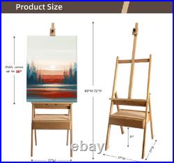 Large Solid Beech Wood Painting Easel with Storage Drawer(6075 H), H-Frame Ad
