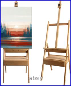 Large Solid Beech Wood Painting Easel with Storage Drawer(6075 H), H-Frame Ad