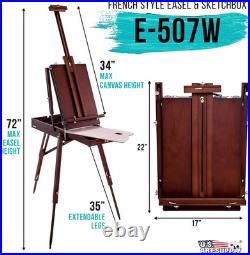 Large Walnut French Easel, Adjustable Plein Air Easels