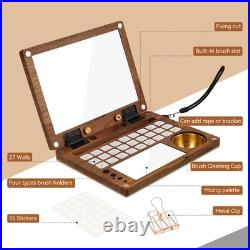 Lightwish Wooden Watercolor Palette Box Black Small to Medium, black walnut