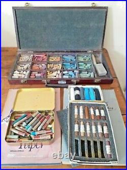 Lot Artists Materials Unison Soft Pastels Oil Daler Ingres Art Pad Wood Case Box
