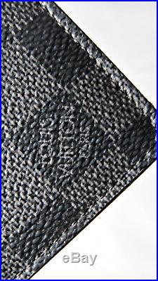 Louis Vuitton LV Damier Slim Wallet ID Credit Card Gray/Black Leather New w Box
