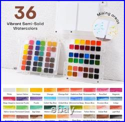 Luxury Watercolor Travel Set 36 Colors, Refillable Sketchbook & Dual-Tip Brush