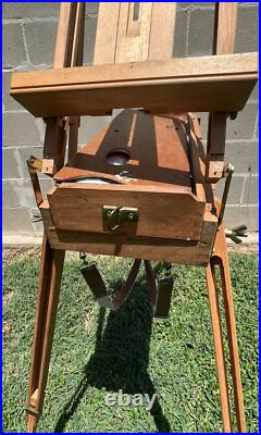 MABEF Drawer Sketch Box Collapsible Folding Wood Leather Handle ITALY Backpack