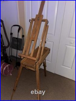 MABEF Drawer Sketch Box Collapsible Folding Wood Leather Handle ITALY Backpack