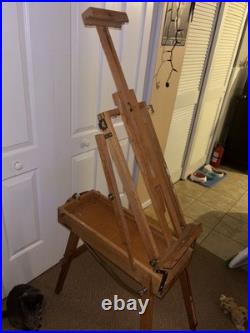 MABEF Drawer Sketch Box Collapsible Folding Wood Leather Handle ITALY Backpack