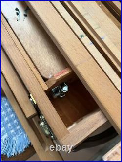 MABEF Drawer Sketch Box Collapsible Folding Wood Leather Handle ITALY Backpack