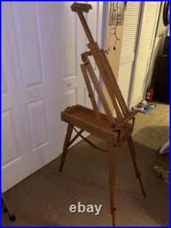 MABEF Drawer Sketch Box Collapsible Folding Wood Leather Handle ITALY Backpack