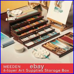 MEEDEN 6-drawer Wood Artist Supply Storage Box, Portable Beechwood Multifunction