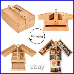 MEEDEN Artist Supply Storage Box Portable Foldable Multi-Function Beech Wood &