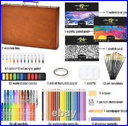 Magicfly 95 Piece Deluxe Art Set with Wooden Art Box, Professional Art Supplies
