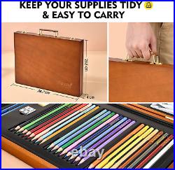 Magicfly 95 Piece Deluxe Art Set with Wooden Art Box, Professional Art Supplies