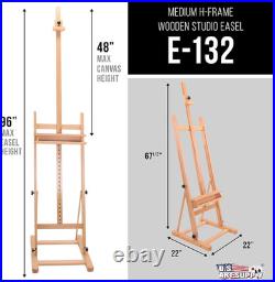 Medium Wooden Studio H Frame Easel with Storage Tray Adjustable to 96 High, H