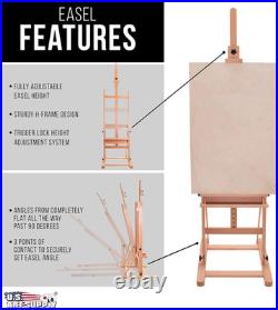 Medium Wooden Studio H Frame Easel with Storage Tray Adjustable to 96 High, H