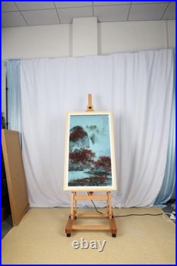 Medium Wooden Studio H Frame Easel with Storage Tray and Wheels for Painting