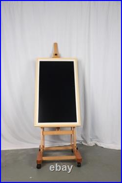 Medium Wooden Studio H Frame Easel with Storage Tray and Wheels for Painting
