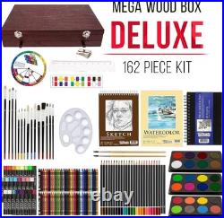 Mega Wood Box Art Set 24 Watercolors, Oil Pastels, Pencils