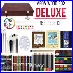 Mega Wood Box Artist Kit Watercolors, Oil Pastels, Pencils