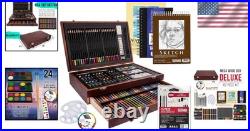 Mega Wood Box Artist Kit Watercolors, Oil Pastels, Pencils