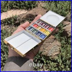 Mini Plein Air Artist Brass Watercolor Gouache Travel Paint Box Paintbox Palette