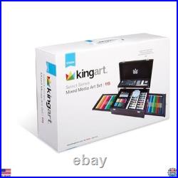 Mixed Media Art Set 115 Pc Wooden Case, Pencils, Pastels, Paints, Brushes