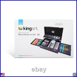 Mixed Media Art Set 115 Pc Wooden Case, Pencils, Pastels, Paints, Brushes