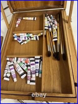 Monet French Travel Easel (Pochade Box) With Acrilic Paints And Brushes 16x20